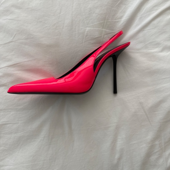 NWT SAINT LAURENT KISS SLINGBACK HEELS - PINK - Picture 2 of 6